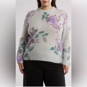 Vince Floral Print Sweater Wool Blend NWT